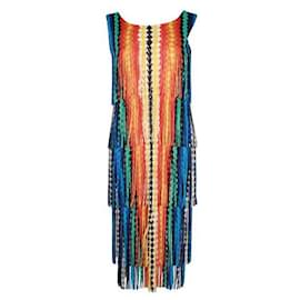 Pleats Please-Multicolor Pleated Dress with Fringes-Multiple colors