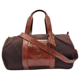 Céline Bolsa de viagem Boston em lona e couro marrom Celine. Marrom