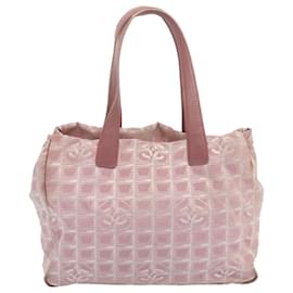 Chanel-CHANEL Nouveau sac cabas Travel Line Nylon Rose CC Auth ti1605-Rose