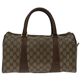 Gucci-GUCCI GG Supreme Web Sherry Line Hand Bag PVC Beige Red Green Auth bs12736-Red,Beige,Green