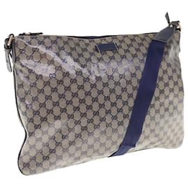 Gucci-GUCCI GG Crystal Shoulder Bag Navy 278301 Auth tb995-Navy blue