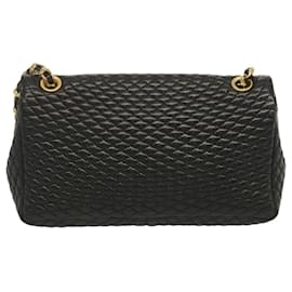 Bally-BALLY Quilted Chain Shoulder Bag Leather Black Auth yb531-Black