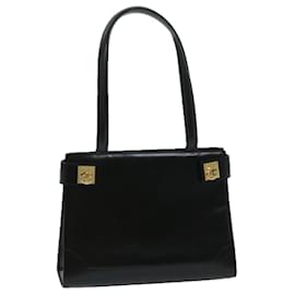 Céline-CELINE Hand Bag Leather Black Auth 69373-Black