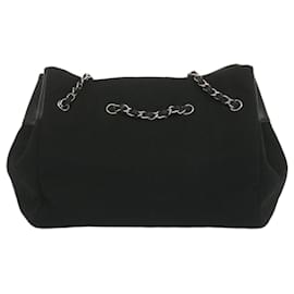 Chanel-CHANEL Chain Shoulder Bag Canvas Black CC Auth bs12558-Black