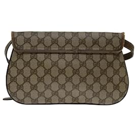 Gucci-GUCCI GG Canvas Web Sherry Line Shoulder Bag PVC Beige Auth yk10844-Beige