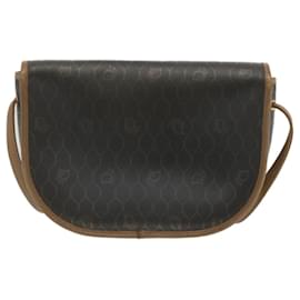 Christian Dior-Christian Dior Honeycomb Canvas Shoulder Bag PVC Leather Black Auth bs12731-Black