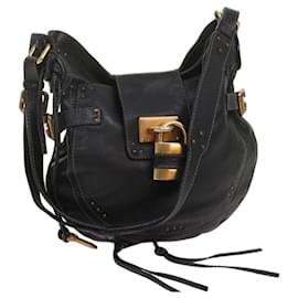 Chloé-Chloe Shoulder Bag Leather Black Auth ki4150-Black