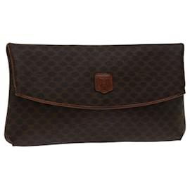 Céline-CELINE Macadam Canvas Clutch Bag PVC Brown Auth 69683-Brown
