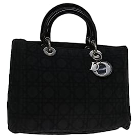 Christian Dior-Christian Dior Lady Dior Canage Hand Bag Nylon Black Auth fm3283-Black