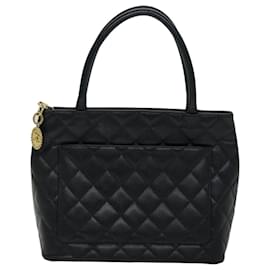 Chanel-CHANEL Standard Tote Bag Caviar Skin Black CC Auth am5970A-Black
