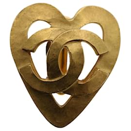 Chanel-CHANEL heart Earring Gold Tone CC Auth 60077A-Other