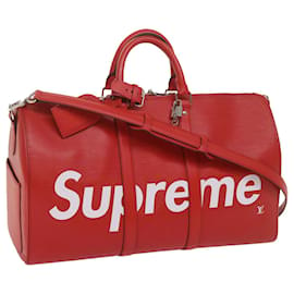 Louis Vuitton-LOUIS VUITTON Epi Supreme Keepall Bandouliere 45 Bag Red M53419 LV Auth 69102S-Red