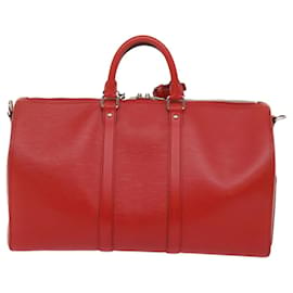 Louis Vuitton-LOUIS VUITTON Epi Supreme Keepall Bandouleira 45 Bolsa Vermelha M53419 Autenticação de LV 69102S-Vermelho