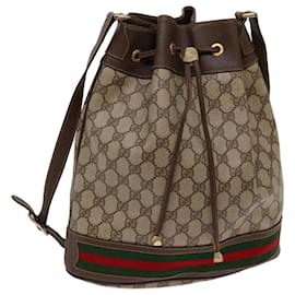 Gucci-GUCCI GG Supreme Web Sherry Line Shoulder Bag PVC Beige Red 40 02 085 auth 69330-Red,Beige