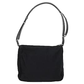 Fendi-FENDI Zucchino Canvas Shoulder Bag Black Auth 61487-Black