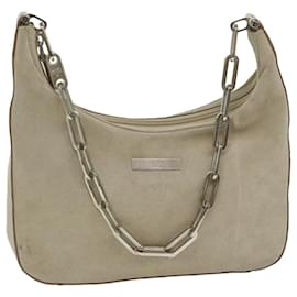 Gucci-GUCCI Chain Shoulder Bag Suede Beige 001 3873 3754 auth 62200-Beige