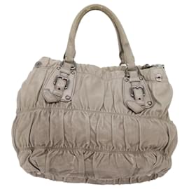 Prada-PRADA Hand Bag Leather 2way Gray Auth bs11847-Grey