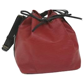 Louis Vuitton-LOUIS VUITTON Bolso de hombro Epi Petit Noe bicolor Negro Rojo M44172 LV Auth 63243-Negro,Roja