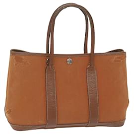 Hermès-HERMES Garden Party PM Hand Bag Canvas Brown Auth bs11658-Brown