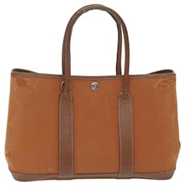 Hermès-HERMES Garden Party PM Hand Bag Canvas Brown Auth bs11658-Brown