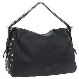 MCM Vicetos Borsa a tracolla con logo e borchie in pelle PVC Nera Auth fm2976 Nero