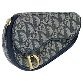 Christian Dior-Christian Dior Trotter Canvas Saddle Pouch Navy Auth 61918-Blu navy