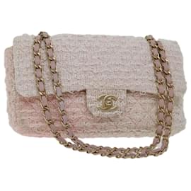 Chanel-CHANEL Matelasse Chain Umhängetasche Tweed Pink CC Auth 68939EIN-Pink