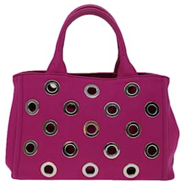 Prada-PRADA Canapa Grommet Hand Bag Canvas 2way Pink 1BG439 Auth am6007-Pink