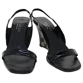 Gucci-GUCCI GG Canvas High Heels 36.5 C Black Auth ac2060-Black