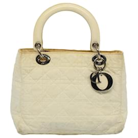 Christian Dior-Christian Dior Lady Dior Canage Hand Bag Nylon 2way White Auth 54363-White