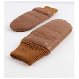 Max Mara-Leather mittens-Brown