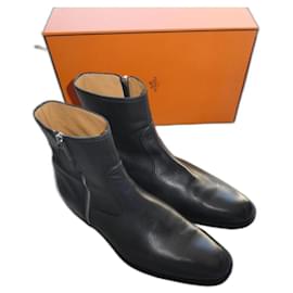 Hermès-Hermès black box ankle boot 44.5 with box and dustbag-Black