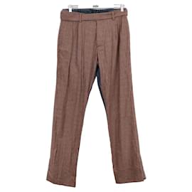 Unravel Project-Wide-Leg Wool Trousers-Brown