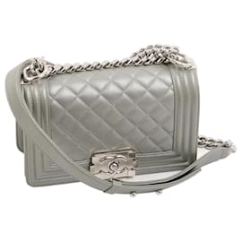 Chanel-CHANEL  Handbags   Leather-Grey