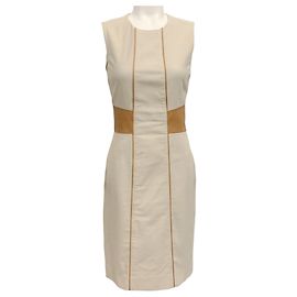 Vestido sem mangas Belstaff Oat com detalhe de couro Bege