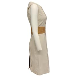 Autre Marque-Vestido sin mangas color avena con detalle de cuero de Belstaff-Beige