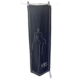Céline Lady Line Drawing Silk Scarf Black