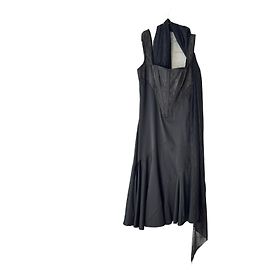 Roberto Cavalli Vestido preto com espartilho e estola brilhante combinando Outro