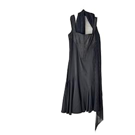 Roberto Cavalli-Robe noire corsetée Roberto Cavalli et étole à paillettes assortie-Autre