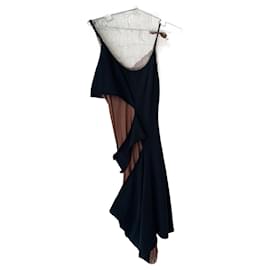 Jean Paul Gaultier-Vestido lencero con aberturas de satén de Jean Paul Gaultier-Camello