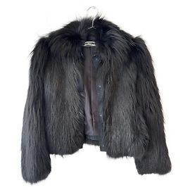 Jil Sander Fox Fur Coat Black