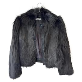 Jil Sander-Jil Sander Fox Fur Coat-Black
