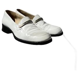 Off White-1990s DKNY White Patent Leather Loafers-Other
