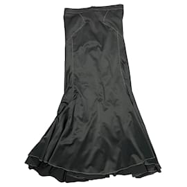 Just Cavalli-Just Cavalli black silk satin mermaid fishtail evening skirt-Black