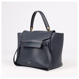 Céline-CELINE Grained calf leather Micro Belt Bag in Navy Blue-Navy blue