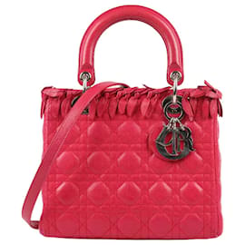 Dior-Christian Dior Lammleder Cannage Schleife Medium Lady Dior Fuchsia-Pink