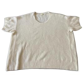 CT Plage-Camisola ou suéter oversized de guaxinim em marfim para a praia, tamanho 40.-Creme