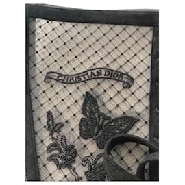 Dior-Bota de cuña Naughtily-D con rejilla transparente bordada con motivo de mariposa y becerro de terciopelo negro.-Negro