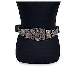 Christian Dior-Cruise 2024 Black Leather Silver Metamorphose Belt-Black