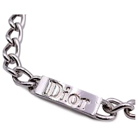 Christian Dior-Pulsera de eslabones de cadena de metal plateado con logotipo-Plata